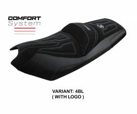 Housse de selle Rajka Comfort System Noir BL + logo T.I. pour Kymco AK 550 2017 > 2023