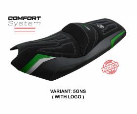 Seat saddle cover Rajka Comfort System Silver Green GNS + logo T.I. for Kymco AK 550 2017 > 2023