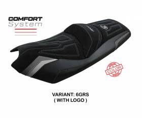 Housse de selle Rajka Comfort System Gris - Argent GRS + logo T.I. pour Kymco AK 550 2017 > 2023
