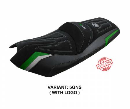 KYAK55R-5GNS-1 Seat saddle cover Rajka Silver Green GNS + logo T.I. for Kymco AK 550 2017 > 2023