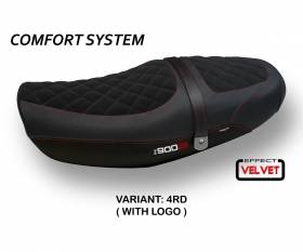 Funda Asiento Natal Total Black Velvet Comfort System Rojo (RD) T.I. para KAWASAKI Z 900 RS 2018 > 2024