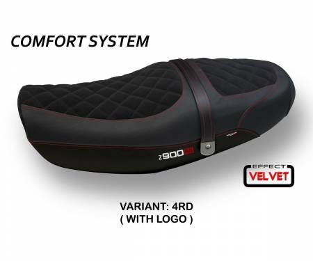 KZ9RNTC-4RD-1 Housse de selle Natal Total Black Velvet Comfort System Rouge (RD) T.I. pour KAWASAKI Z 900 RS 2018 > 2024