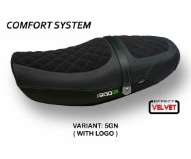 Housse de selle Natal Total Black Velvet Comfort System Vert (GN) T.I. pour KAWASAKI Z 900 RS 2018 > 2024