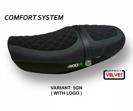 KZ9RNTC-5GN-1 Housse de selle Natal Total Black Velvet Comfort System Vert (GN) T.I. pour KAWASAKI Z 900 RS 2018 > 2024