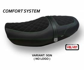 Seat saddle cover Natal Total Black Velvet Comfort System Green (GN) T.I. for KAWASAKI Z 900 RS 2018 > 2024