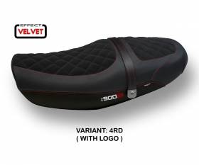 Seat saddle cover Natal Total Black Velvet Red (RD) T.I. for KAWASAKI Z 900 RS 2018 > 2024