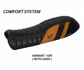 Funda Asiento Davis comfort system Naranja OR + logo T.I. para Moto Guzzi V7 2012 > 2020