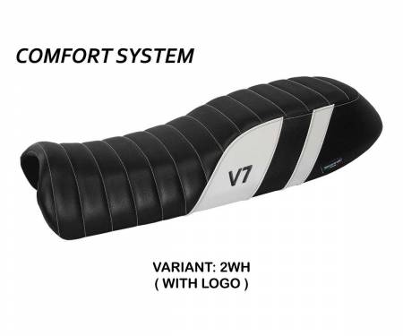 MGV7DC-2WH-1 Rivestimento sella Davis comfort system Bianco WH + logo T.I. per Moto Guzzi V7 2012 > 2020