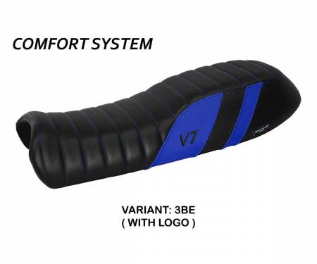 MGV7DC-3BE-1 Funda Asiento Davis comfort system Blu BE + logo T.I. para Moto Guzzi V7 2012 > 2020