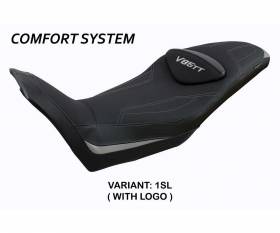 Sattelbezug Sitzbezug Everett comfort system Silber SL + logo T.I. fur Moto Guzzi V85 TT 2019 > 2024