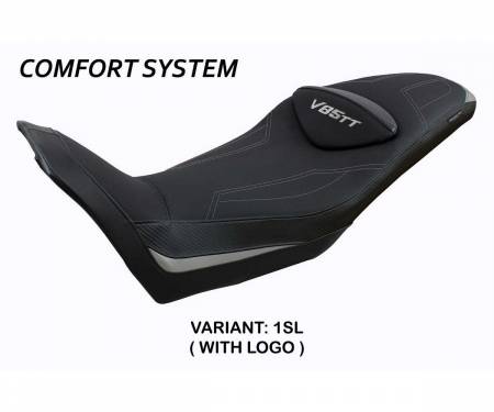 MGV85TEC-1SL-1 Seat saddle cover Everett comfort system Silver SL + logo T.I. for Moto Guzzi V85 TT 2019 > 2024