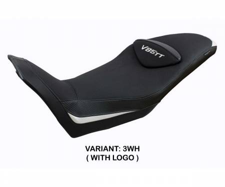 MGV85TE-3WH-1 Seat saddle cover Everett White WH + logo T.I. for Moto Guzzi V85 TT 2019 > 2024