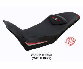 Seat saddle cover Everett Red - Silver RDS + logo T.I. for Moto Guzzi V85 TT 2019 > 2024