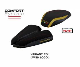 Seat saddle cover Adai velvet comfort system Gold GL + logo T.I. for MV Agusta Brutale 1000 RR 2020 > 2023