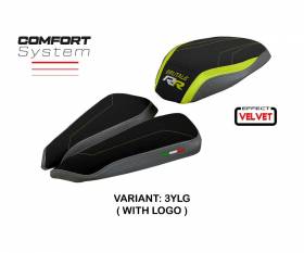 Seat saddle cover Meilan velvet comfort system Yellow - Gray YLG + logo T.I. for MV Agusta Brutale 1000 RR 2020 > 2023