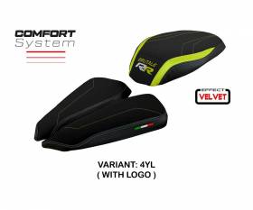 Seat saddle cover Meilan velvet comfort system Yellow YL + logo T.I. for MV Agusta Brutale 1000 RR 2020 > 2023