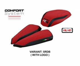Seat saddle cover Meilan velvet comfort system Red-black RDB + logo T.I. for MV Agusta Brutale 1000 RR 2020 > 2023