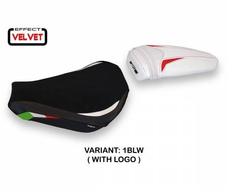 MVF4I-1BLW-2 Rivestimento sella Imperial Velvet Nero - Bianco (BLW) T.I. per MV AGUSTA F4 2010 > 2020
