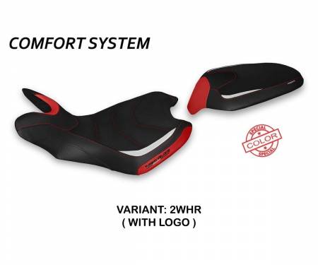 MVTVLS-2WHR-1 Sattelbezug Sitzbezug Lindt Special Color Comfort System Weiss - Rot (WHR) T.I. fur MV AGUSTA TURISMO VELOCE 2014 > 2022