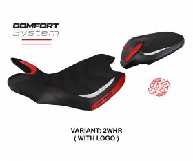 Seat saddle cover Sahara special color comfort system White - Red WHR + logo T.I. for MV Agusta Turismo Veloce 2014 > 2020