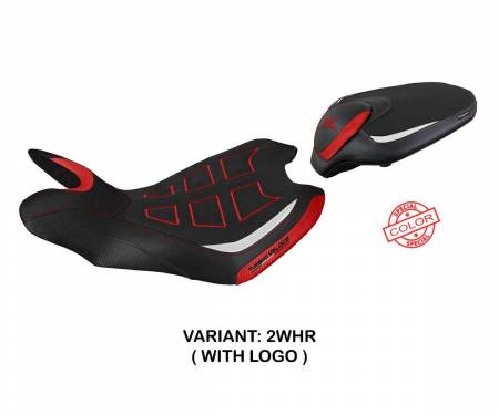 MVTVSSU-2WHR-1 Seat saddle cover Sahara special color ultragrip White - Red WHR + logo T.I. for MV Agusta Turismo Veloce 2014 > 2020