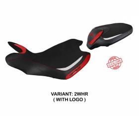 Seat saddle cover Sahara special color White - Red WHR + logo T.I. for MV Agusta Turismo Veloce 2014 > 2020