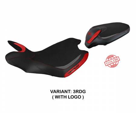 MVTVSS-3RDG-1 Seat saddle cover Sahara special color Red - Gray RDG + logo T.I. for MV Agusta Turismo Veloce 2014 > 2020