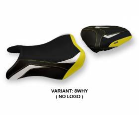 Housse de selle Derby Special Color Blanche - Jaune (WHY) T.I. pour SUZUKI GSX S 750 2017 > 2021