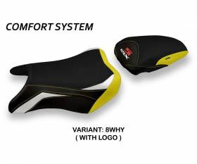Housse de selle Hokota Special Color Comfort System Blanche - Jaune (WHY) T.I. pour SUZUKI GSX S 750 2017 > 2021