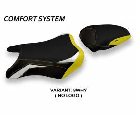 Housse de selle Hokota Special Color Comfort System Blanche - Jaune (WHY) T.I. pour SUZUKI GSX S 750 2017 > 2021