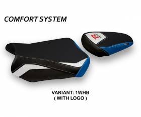 Seat saddle cover Teheran Special Color Comfort System White - Blue (WHB) T.I. for SUZUKI GSX R 750 2011 > 2020