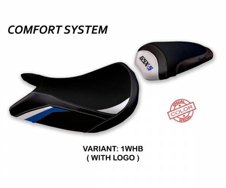 SGXS15PS-1WHB-1 Housse de selle Pahia Special Color Comfort System Blanche - Bleu (WHB) T.I. pour SUZUKI GSX S 1000 2015 > 2020