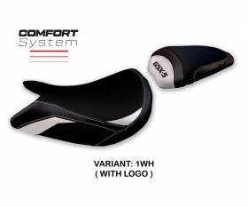Housse de selle Lindi comfort system Blanche WH + logo T.I. pour Suzuki GSX S 1000 2021 > 2023