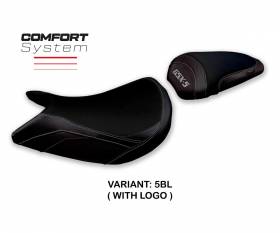 Housse de selle Lindi comfort system Noir BL + logo T.I. pour Suzuki GSX S 1000 2021 > 2023