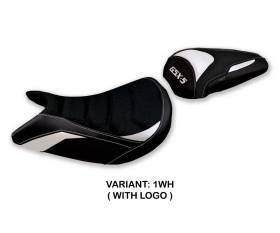 Seat saddle cover Lindi ultragrip White WH + logo T.I. for Suzuki GSX S 1000 2021 > 2023