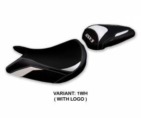 Seat saddle cover Lindi White WH + logo T.I. for Suzuki GSX S 1000 2021 > 2023
