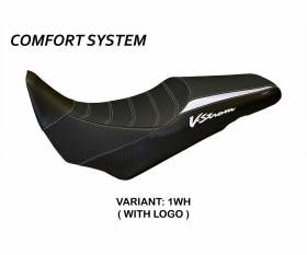Seat saddle cover Palermo Comfort System White (WH) T.I. for SUZUKI V-STROM 1000 2014 > 2019