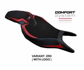 Housse de selle Renee Comfort System Rouge RD + logo T.I. pour Triumph Speed Triple 1200 RR 2022 > 2024