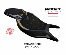 Housse de selle Renee Special Color Comfort System Gris - Gris GRG + logo T.I. pour Triumph Speed Triple 1200 RR 2022 > 2024