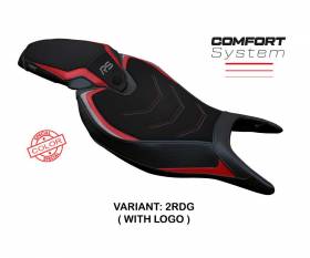 Housse de selle Senna Special Color Comfort System Rouge - Gris RDG + logo T.I. pour Triumph Speed Triple 1200 RS 2022 > 2024