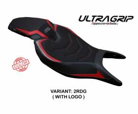 Housse de selle Senna Special Color Ultragrip Rouge - Gris RDG + logo T.I. pour Triumph Speed Triple 1200 RS 2022 > 2024