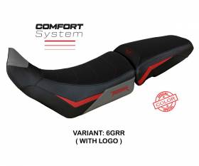 Housse de selle Dover Comfort System Gris - Rouge GRR + logo T.I. pour Triumph Tiger 900 2020 > 2024