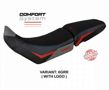 TRTI90DC-6GRR-1 Seat saddle cover Dover Comfort System Gray - Red GRR + logo T.I. for Triumph Tiger 900 2020 > 2024