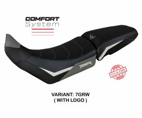 Housse de selle Dover Comfort System Gris Blanc GRW + logo T.I. pour Triumph Tiger 900 2020 > 2024