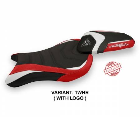TSTASCU-1WHR-1 Seat saddle cover Avane Special Color Ultragrip White - Red (WHR) T.I. for TRIUMPH STREET TRIPLE 2017 > 2022