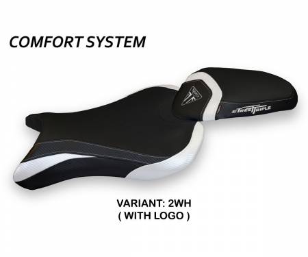 TSTM1CS-2WH-1 Seat saddle cover Molina 1 Comfort System White (WH) T.I. for TRIUMPH STREET TRIPLE 2017 > 2022