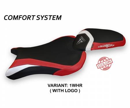 TSTMSCCS-1WHR-1 Sattelbezug Sitzbezug Molina Special Color Comfort System Weiss - Rot (WHR) T.I. fur TRIUMPH STREET TRIPLE 2017 > 2022