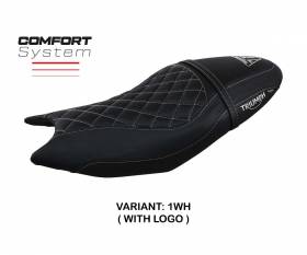 Housse de selle Sihlar comfort system Blanche WH + logo T.I. pour Triumph Trident 660 2021 > 2024