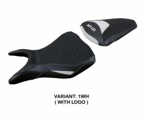 Seat saddle cover Meolo ultragrip White WH + logo T.I. for Yamaha MT-03 2020 > 2024