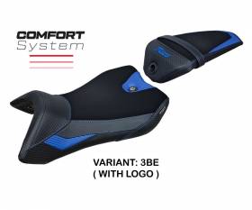 Housse de selle Nashik Comfort System Bleu BE + logo T.I. pour Yamaha R125 2016 > 2018